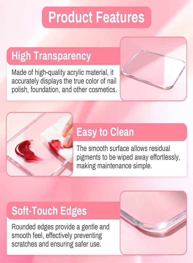 RAQEHO Acrylic Nail Art Palette - Transparent Nail Gel Polish Paint Mixing Pallet Design Plate For Nail Art Foundation Makeup Mixing Tray Display Stand Manicure Tools Supplies Accessories(3.15"×4.72" - Image 3